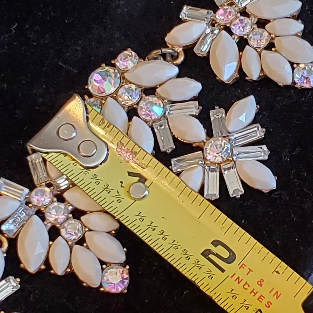 J. Crew brasstone statement necklace with cream marquis stones and ab stones